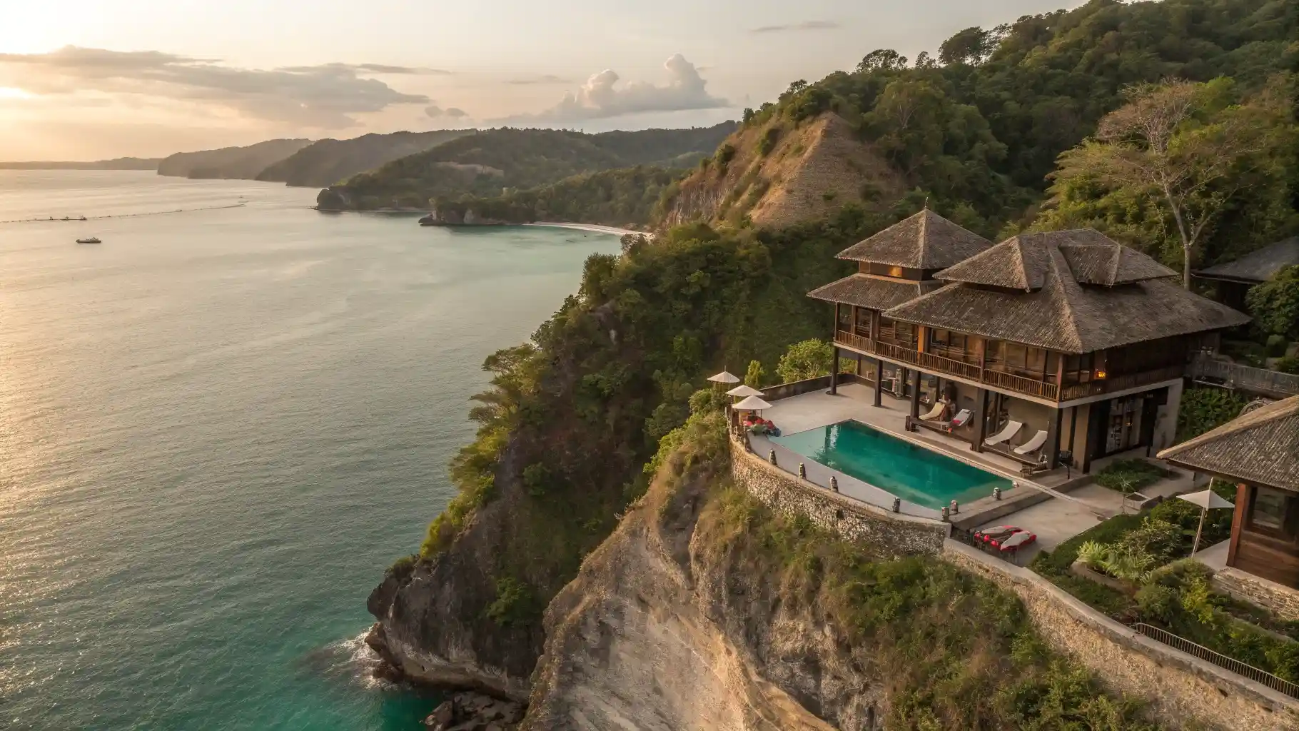 Luxury cliffside villa overlooking turquoise ocean in Flores Indonesia | Flores Luxury Living